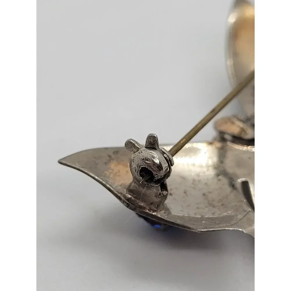 Vintage Sterling Butterfly Brooch Whimsical Fairycore Glam Estate Pin